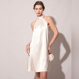 NWT! Halter Satin A-line Mini Dress